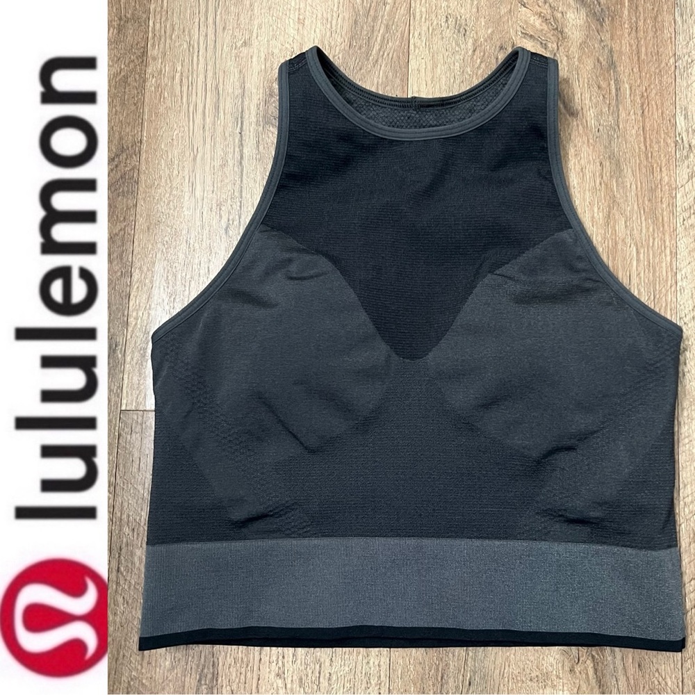 Lululemon Seamless Mesh Supportive Training Tank Top Graphite Grey Size 6